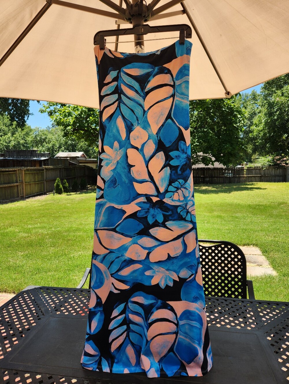 ASOS Design Size 10 Blue Print Strapless Tube Maxi Dress